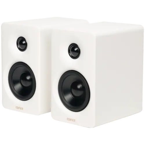 Edifier M60 Bookshelf Speakers, Bluetooth V5.3 (Hi-Res & Hi-Res Wireless), USB-C and 3.5 mm AUX inputs, 1-inch silk-dome tweeters  3-inch long-throw aluminum diaphragm mid-low drivers, 66 W (RMS), touch panel controls, White