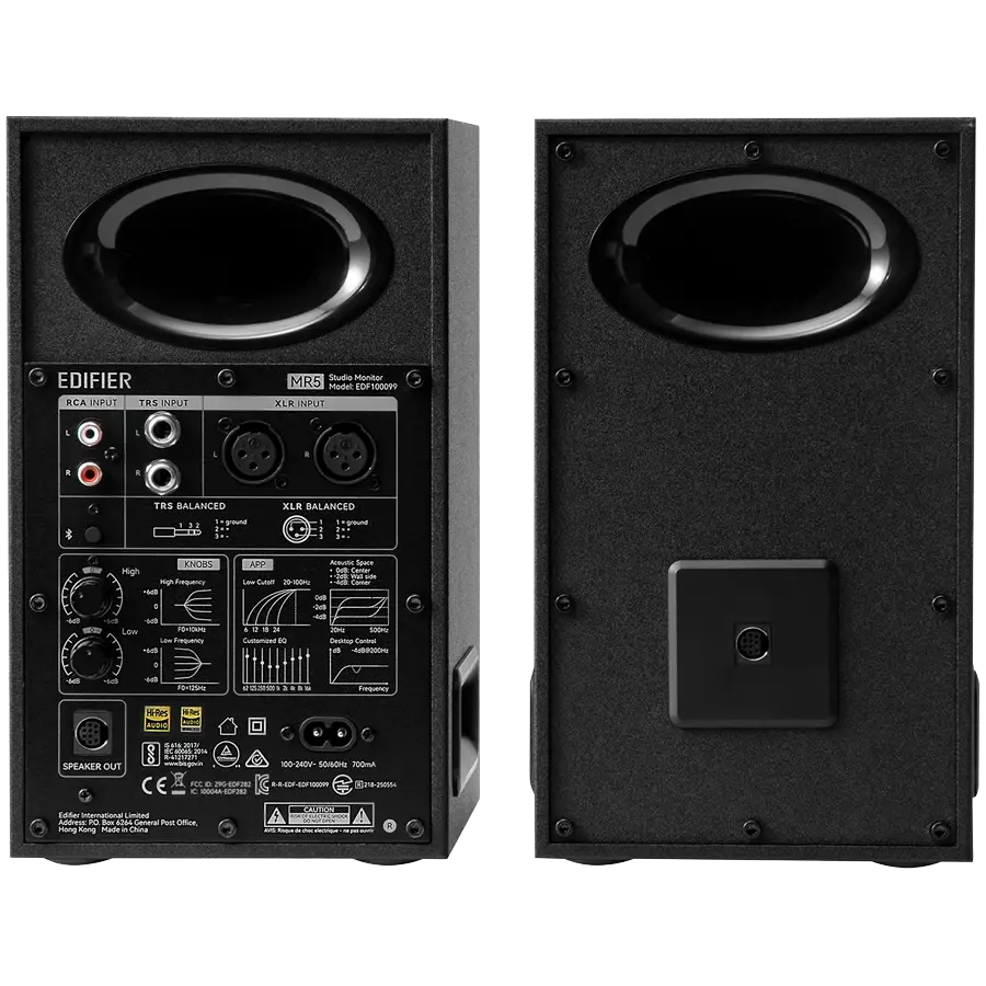 Edifier MR5 Active Studio Monitors (Tri-amped), BT V6.0, Balanced XLR, Balanced TRS, RCA and AUX, with headphone output, 5-inch woofers, 3.75-inch mid-range drivers, and 1-inch silk dome tweeters, 110W (RMS), Room Acoustic Compensation, Black - image 1