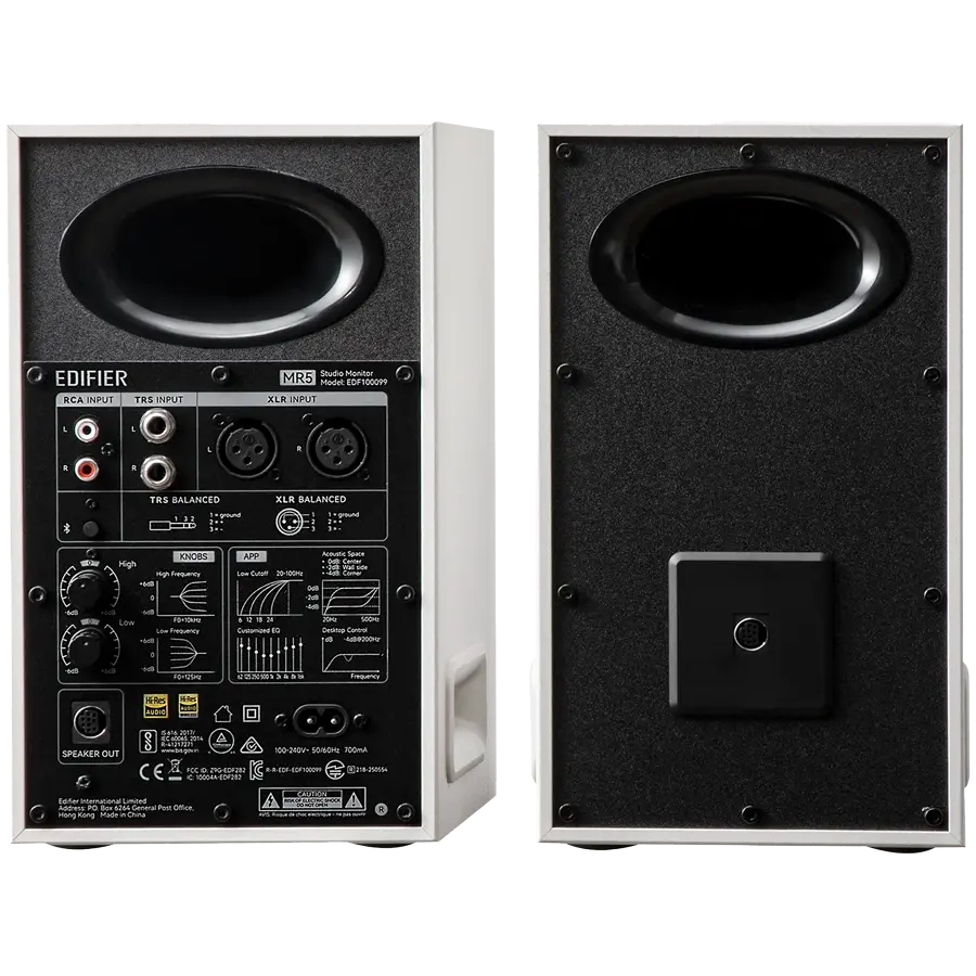 Edifier MR5 Active Studio Monitors (Tri-amped), BT V6.0, Balanced XLR, Balanced TRS, RCA and AUX, with headphone output, 5-inch woofers, 3.75-inch mid-range drivers, and 1-inch silk dome tweeters, 110W (RMS), Room Acoustic Compensation, White - image 1