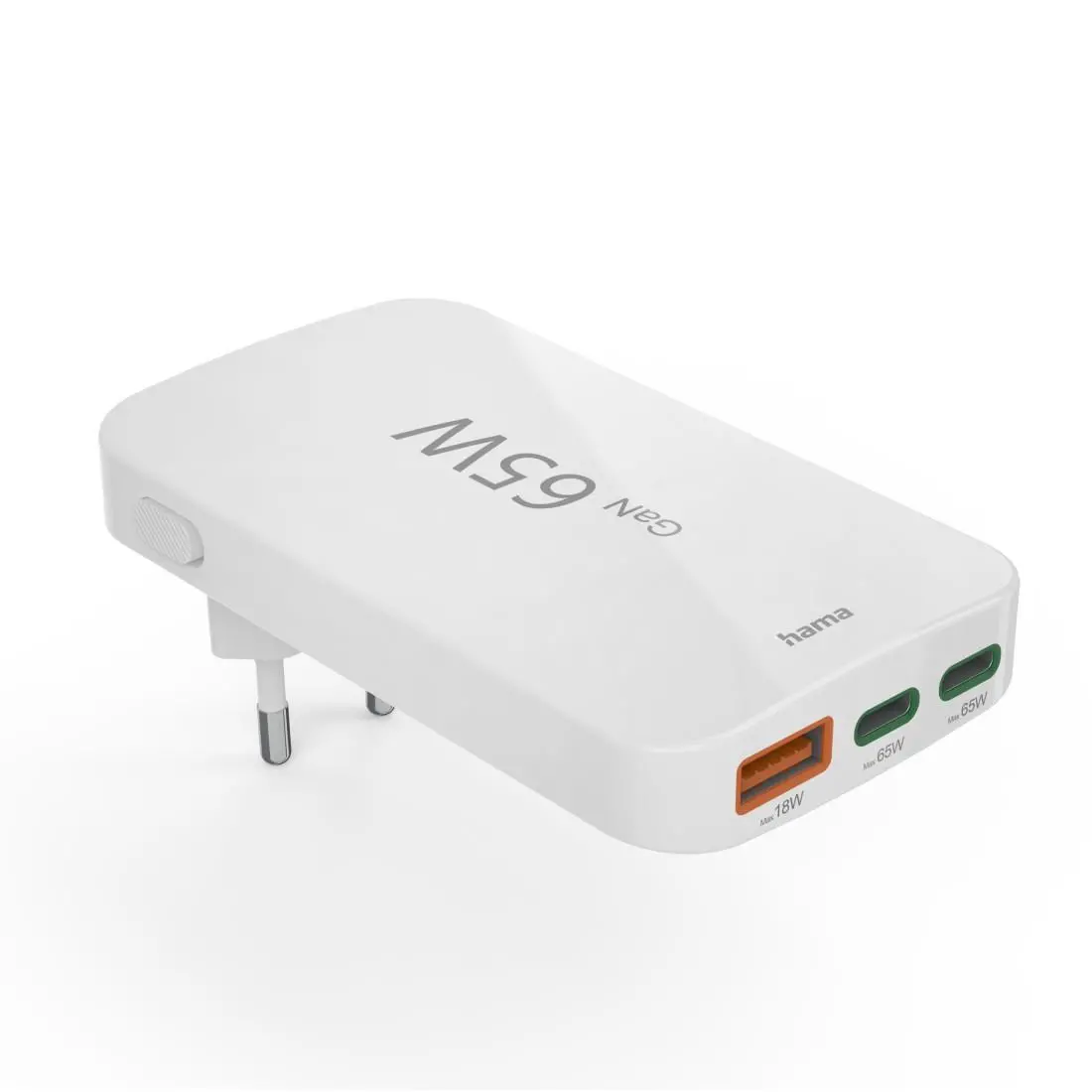 HAMA Бързо мини зарядно, 65W, 2x USB-C, 1x USB-A, PD, плоско, бяло - image 14