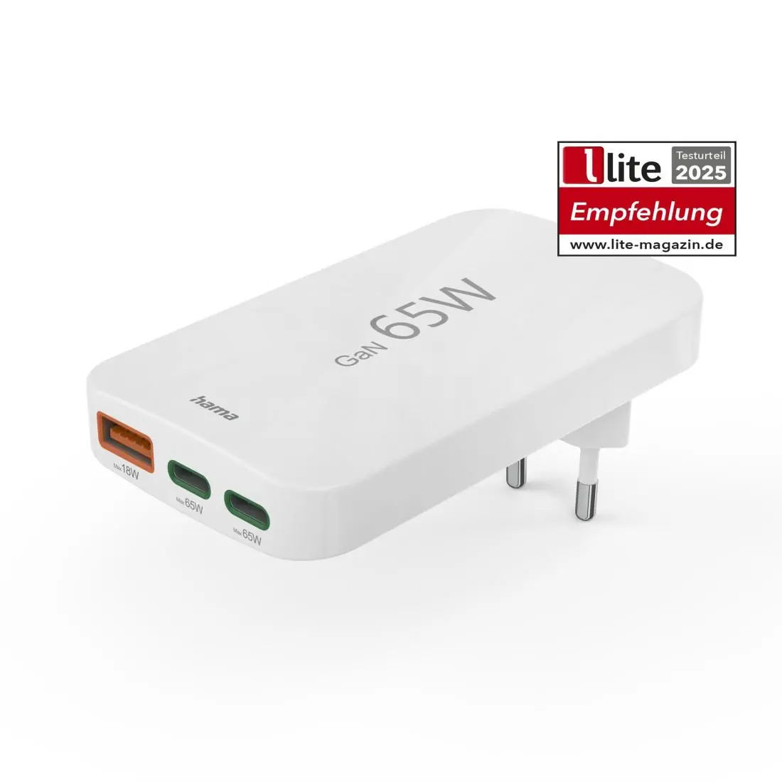 HAMA Бързо мини зарядно, 65W, 2x USB-C, 1x USB-A, PD, плоско, бяло - image 22