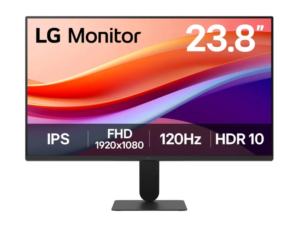 Монитор, LG 24U41YA-B, 23,8" IPS, 1ms MBR, 5ms (GtG at Faster), 120Hz, 1500:1, HDR 10 / sRGB 99%, Dynamic Action Sync, 250 cd/m2, Full HD 1920x1080, AMD FreeSync, VRR, Eye-care, LG Switch, Reader Mode, D-Sub, HDMI, Tilt, Black