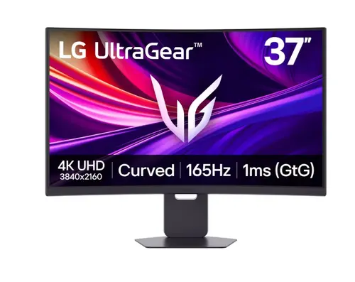 Монитор, LG 37G800A-B, 36.5" UltraGear VA Curved, 1ms (GtG), 165Hz, 4000:1, 400cd/m2, 4K UHD (3840x2160), FreeSync, DAS, VRR, HDR 10, DCI-P3 95%, USB-C (PD 65W), AI, HDMI, DisplayPort, Speacers 5W x 2, Height Adjustable,Tilt, Swivel, Black