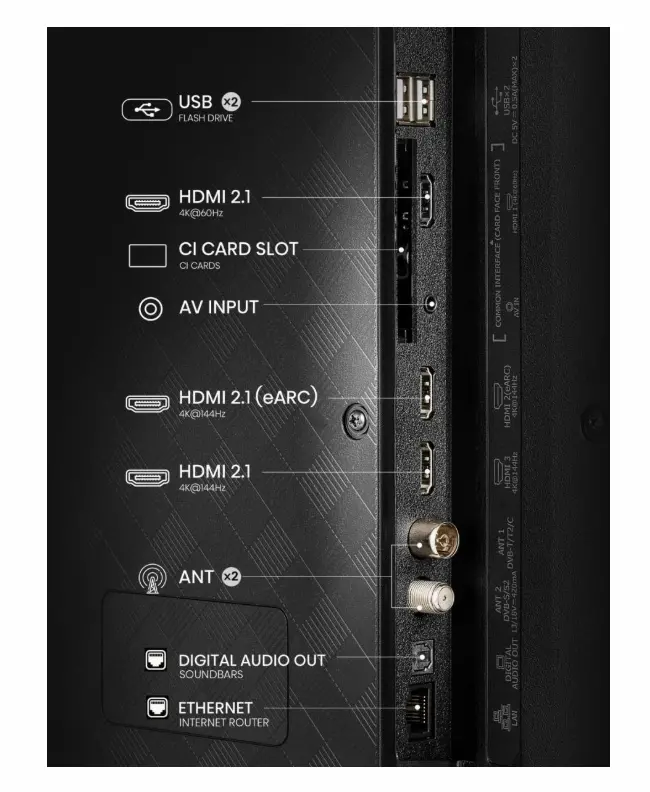 Телевизор, Hisense 50" E7Q Pro, 4K Ultra HD 3840x2160, QLED, Quantum Dot, 144Hz, HDR 10+ adaptive, HLG, Dolby Vision, DTS Virtual X, Smart TV, WiFi 5GHz, WiFi Direct, BT, Anyview Cast, 3xHDMI, 2xUSB, LAN, CI+, DVB-T2/C/S2, Black - image 3