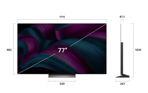 Телевизор, LG OLED77C51LA, 77" UHD OLED evo, 4K (3840 x 2160), DVB-C/T2/S2, Full Cinema Screnn, Alpha 9 AI 4K Gen8, 120Hz Native (VRR 144Hz), ThinQ AI, HDR10, VRR, NVIDIA G-SYNC, AMD FreeSync, Dolby Vision, Dolby Atmos, Wi-Fi 6, Bluetooth, HDMI, USB, Airplay 2, IC - image 3