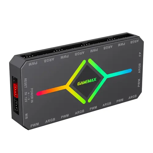 Gamemax διακλαδωτής ανεμιστήρων Hub ανεμιστήρων - V4.0 PWM ARGB Hub + ελεγκτής Μαύρο - 2
