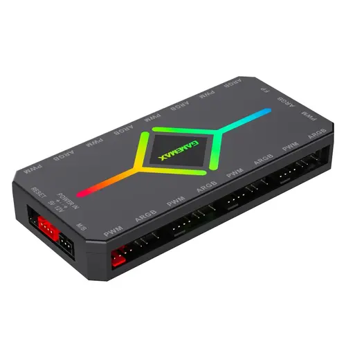 Gamemax διακλαδωτής ανεμιστήρων Hub ανεμιστήρων - V4.0 PWM ARGB Hub + ελεγκτής Μαύρο - 3