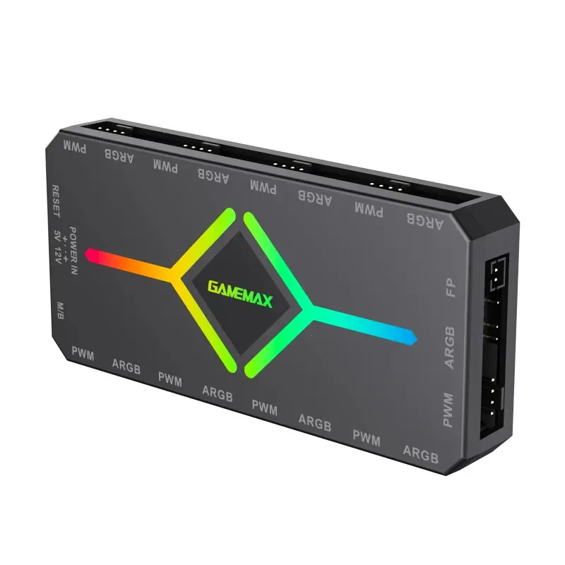 Gamemax διακλαδωτής ανεμιστήρων Hub ανεμιστήρων - V4.0 PWM ARGB Hub + ελεγκτής Μαύρο - image 3