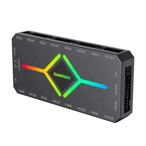 Gamemax distribuitor ventilatoare Hub ventilatoare - V4.0 PWM ARGB Hub + controler Negru - 4