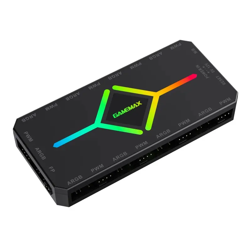 Gamemax distribuitor ventilatoare Hub ventilatoare - V4.0 PWM ARGB Hub + controler Negru - image 4