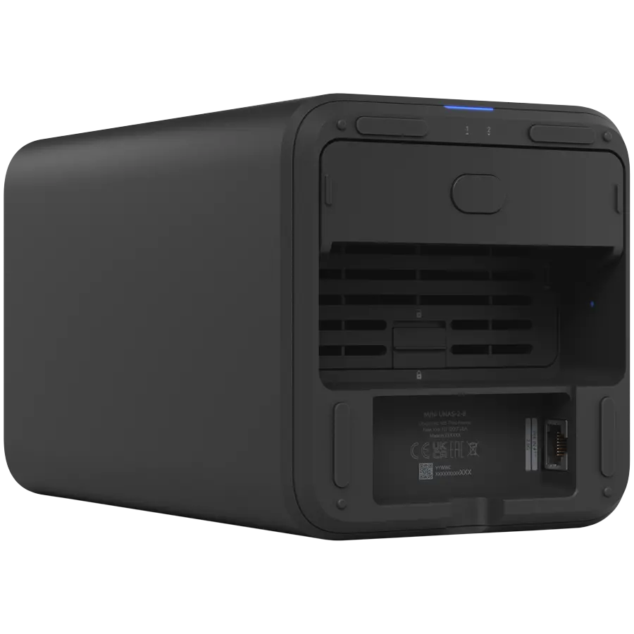 Ubiquiti UniFi UNAS-2-B-EU Network Attached Storage with (2) 3.5inch HDD bays, 2.5 GbE networking, USB-C connectivity, and an included PoE++ adapter, all in a compact footprint, black - image 4