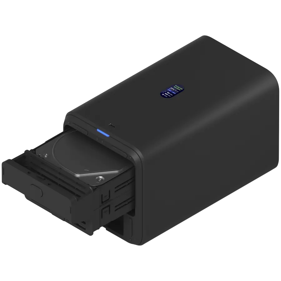 Ubiquiti UniFi UNAS-2-B-EU Network Attached Storage with (2) 3.5inch HDD bays, 2.5 GbE networking, USB-C connectivity, and an included PoE++ adapter, all in a compact footprint, black - image 5