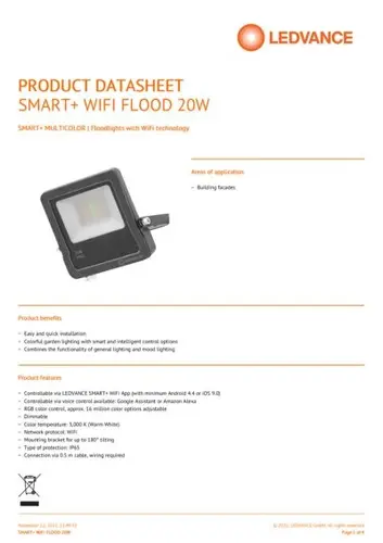 SMART WIFI ПРОЖЕКТОР FLOOD 20W RGBW DG LEDVANCE - image 2