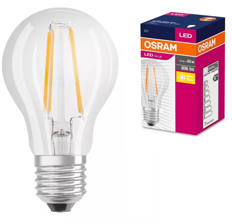 LED ЛАМПА VALUE FILAMENT CLA60 806lm/827 E27 LEDVANCE