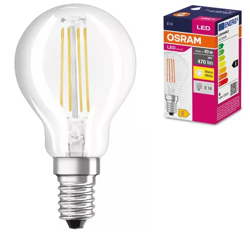 LED ЛАМПА VALUE FILAMENT CLP40 470lm/827 E14 LEDVANCE