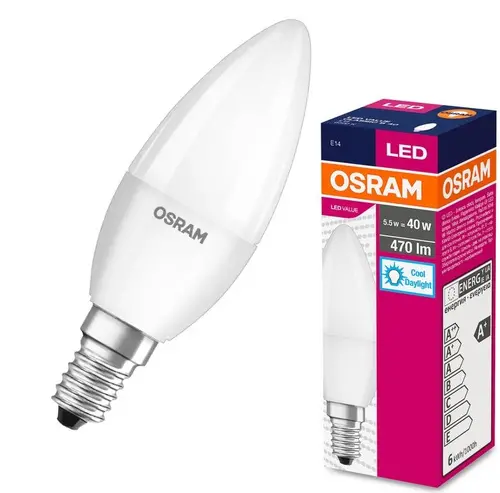 LED ЛАМПА VALUE CLB40 470lm/865 E14 LEDVANCE