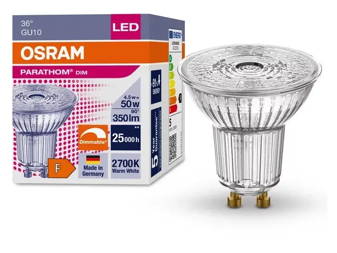 LED ЛАМПА PARATHOM DIM PAR16 50 36° 4,5W/927 GU10 LEDVANCE