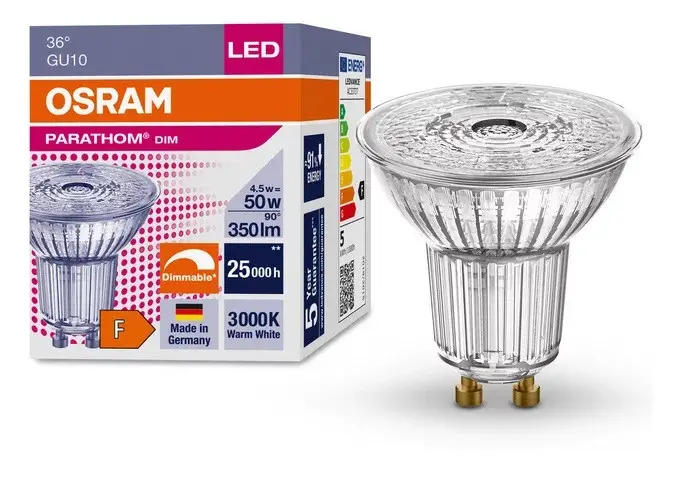 LED ЛАМПА PARATHOM DIM PAR16 50 dim 36° 4,5W/930 GU10 LEDVANCE