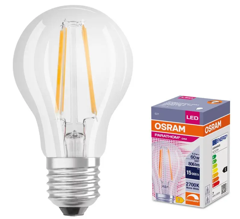 LED ЛАМПА PARATHOM DIM CLA FIL 60 DIM 7W/827 E27 LEDVANCE