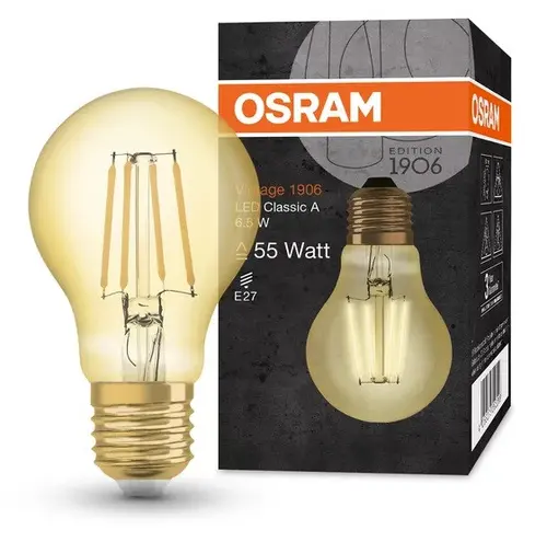 LED ЛАМПА VINTAGE 1906 LED CL A FIL GOLD 55/7W/825 E27 LEDVANCE