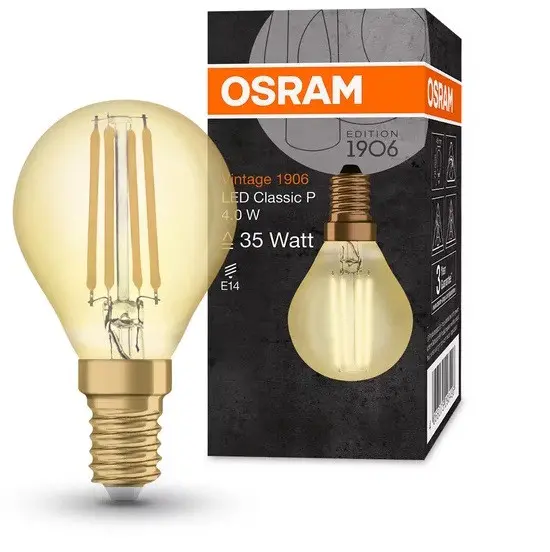 LED ЛАМПА VINTAGE 1906 LED CL P FIL GOLD 35 4W/825 E14 LEDVANCE