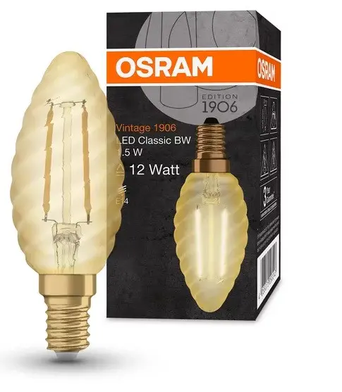 LED ЛАМПА VINTAGE 1906 LED CL BW FIL GOLD 13/1,4W/825 E14 LEDVANCE