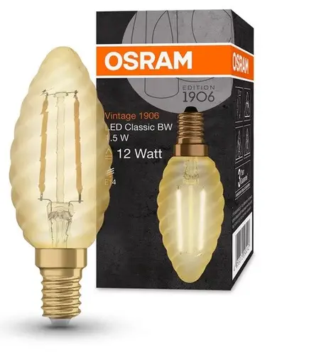 LED ЛАМПА VINTAGE 1906 LED CL BW FIL GOLD 13/1,4W/825 E14 LEDVANCE