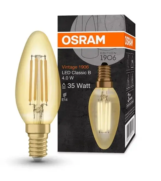 LED ЛАМПА VINTAGE 1906 LED CL B FIL GOLD 35 4W/825 E14 LEDVANCE