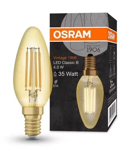 LED ЛАМПА VINTAGE 1906 LED CL B FIL GOLD 35 4W/825 E14 LEDVANCE