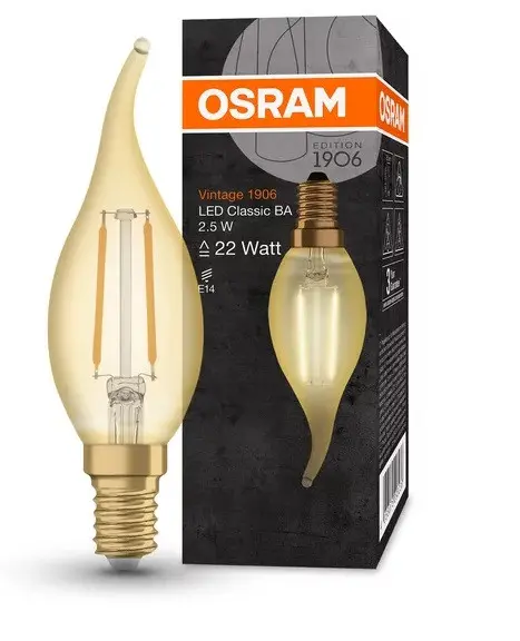 LED ЛАМПА VINTAGE 1906 LED CL BA GOLD22 2,5W/824 E14 LEDVANCE