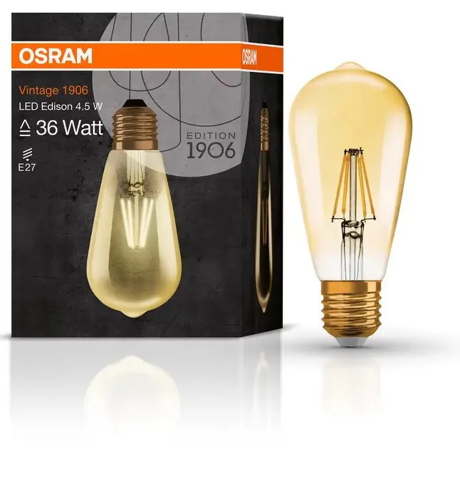 LED ЛАМПА VINTAGE 1906 LED CL Edison FIL GOLD 36/4,5W/825 E2 LEDVANCE