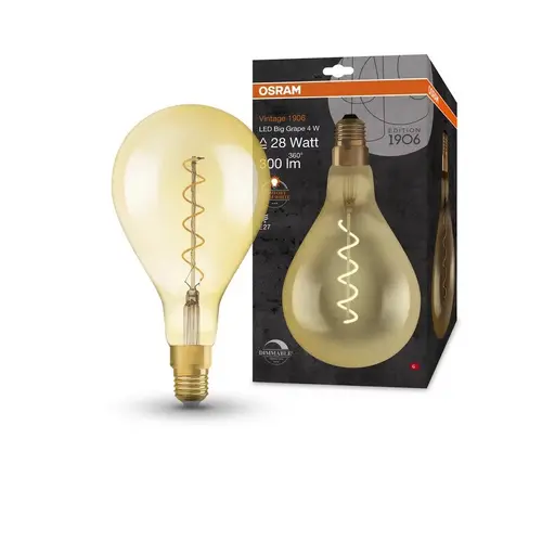 LED ЛАМПА VINTAGE 1906 LED DIM CL A160 GOLD28 4W/820 E27 LEDVANCE