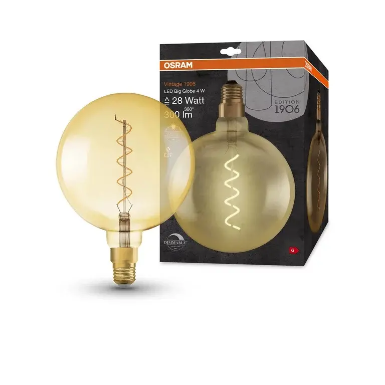 LED ЛАМПА VINTAGE 1906 LED DIM CL GLOBE200 GOLD28 4W/820 E27 LEDVANCE