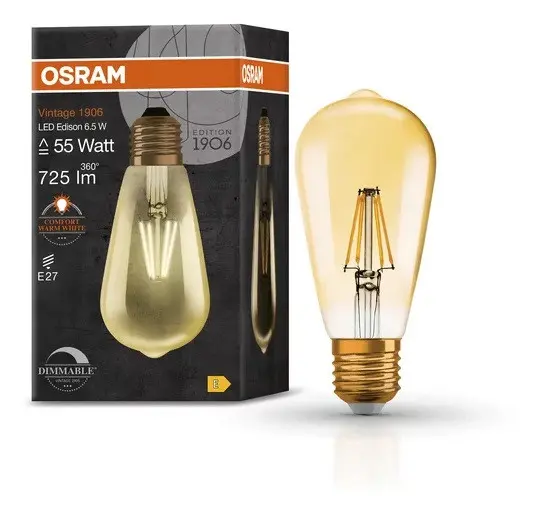 LED ЛАМПА VINTAGE 1906 LED DIM CL EDISON GOLD55 6,5W/824 E27 LEDVANCE