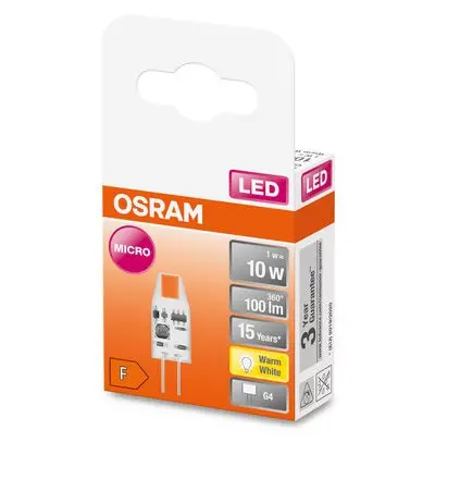 LED ЛАМПА SPECIAL PIN MICRO CL 10 non-dim 1W/827 G4 LEDVANCE - image 2