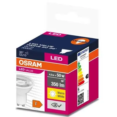 LED ЛАМПА VALUE PLAST PAR16 50 36° 4,5W/830 GU10 LEDVANCE - image 1