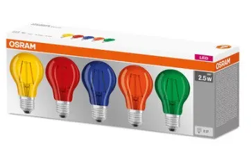 ПАКЕТ ОТ 5 ЦВЕТНИ LED ЛАМПИ pack 5 LED STAR CLA Decor Color Box 15 2,5W/827 E27 LEDVANCE