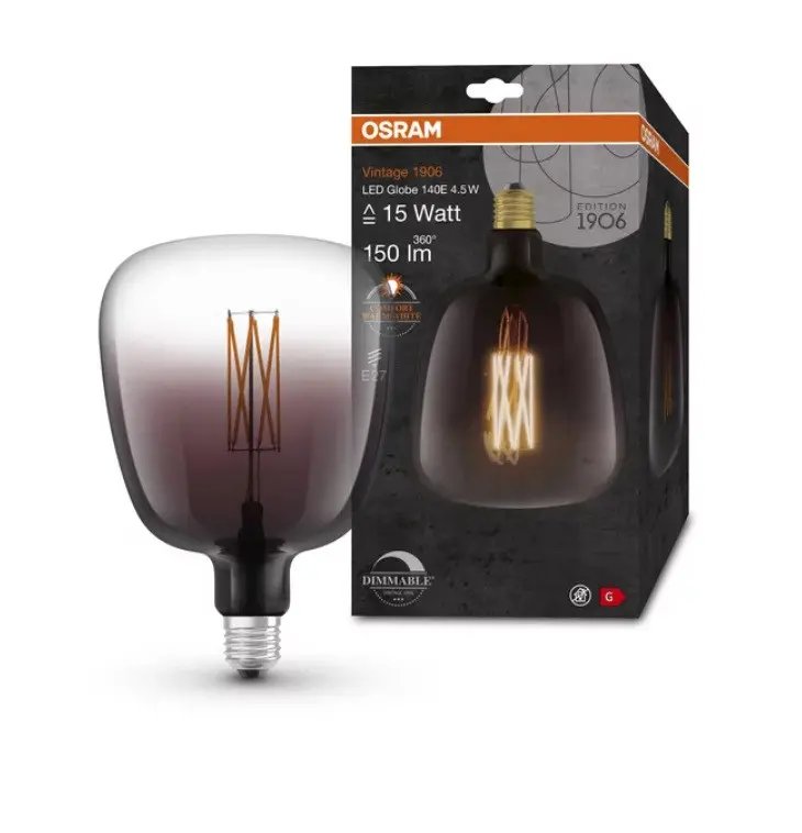 LED ЛАМПА VINTAGE 1906 ET140 SMOKE15 DIM 4,5W/816 E27 LEDVANCE - ОПУШЕНА - image 1