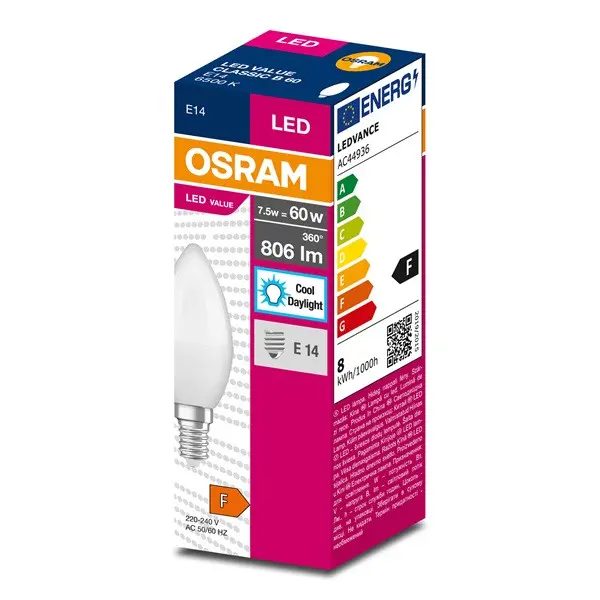 LED ЛАМПА VALUE CLB60 806lm/865 E14 LEDVANCE - image 2
