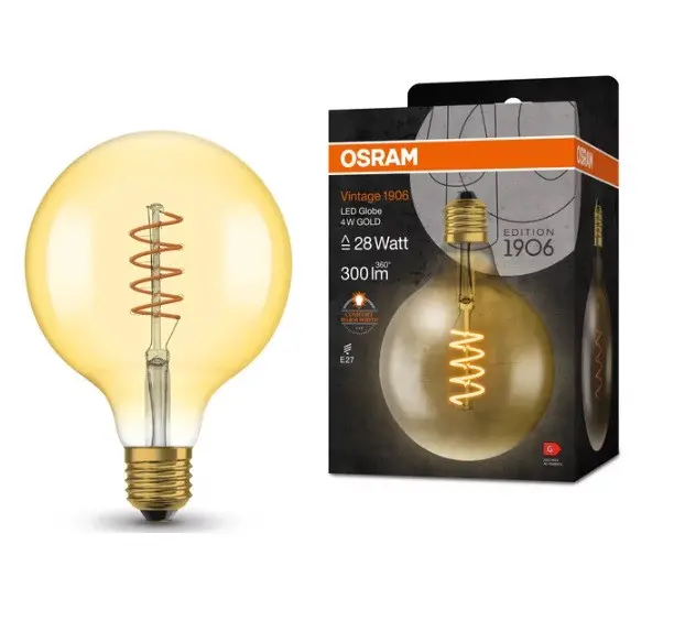 LED ЛАМПА VINTAGE 1906 LED CL GLOBE125 SPIRAL GOLD 36/4W/820 LEDVANCE