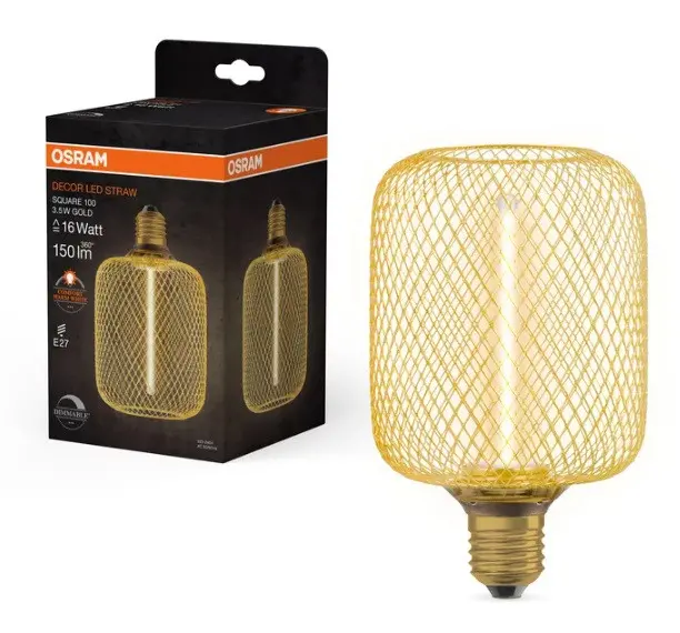 LED ЛАМПА DECOR STR SQ100 GOLD/DIM 3.5W/818 E27 LEDVANCE