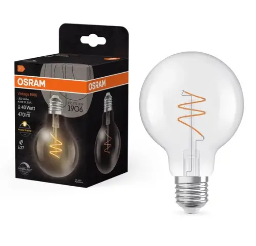 LED  ЛАМПА VINTAGE 1906 LED CL GL80 DIM CLEAR 4.6W927 E27 LEDVANCE