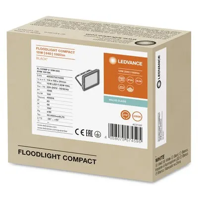 LED ПРОЖЕКТОР FL COMP VALUE 10W 840 SYM 100 BK LEDVANCE - ЧЕРЕН - image 1