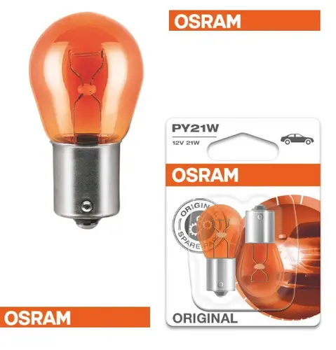 Bec auto 7507 PY21W PORTOCALIU 12V BAU15s UNPACKED OSRAM - 1
