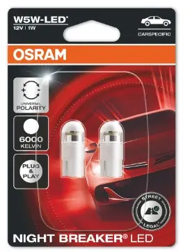 АВТОМОБИЛНА LED ЛАМПА 2825DWNBC-02B W5W 1W 12V W2.1X9.5D BLI2 OSRAM - image 2