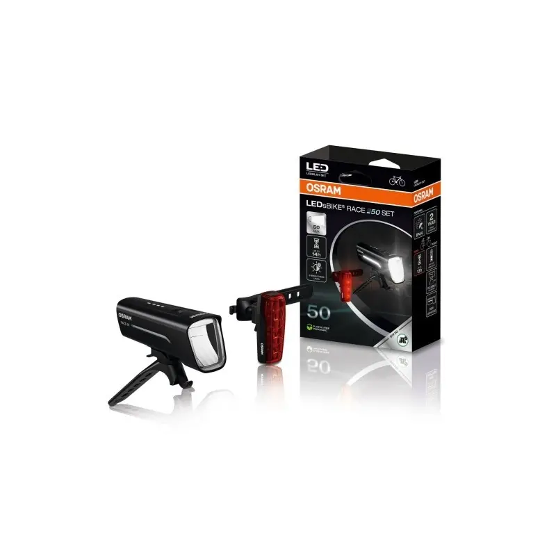 КОМПЛЕКТ ВЕЛОСИПЕДНИ СВЕТЛИНИ LEDSBIKE RACE 50 SET HFB1 OSRAM