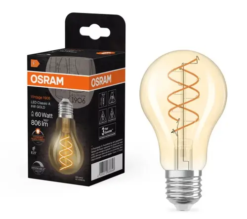 LED ЛАМПА VINTAGE 1906 LED CLA60 DIM GOLD 60 8W/922 E27 LEDVANCE