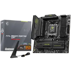 MSI B850M MORTAR WIFI, mATX, Socket AM5, 4x DDR5 Dual Channel DDR5 up to 8200(OC)MHz, 1x PCIe x16 slot, 3x M.2 slot, 4x USB 5Gbps, 1x USB 10Gbps Type-C, 1x USB 20Gbps Type-C, HDMI, DP, 7.1 HD Audio, 5G LAN, WiFI 7, BT, 3Y