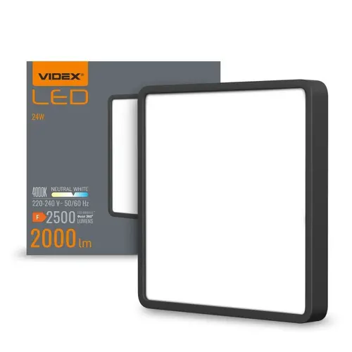 ЛУНА КВАДРАТ ОТКРИТ VLE-DLSS-244B 24W/4K/BK VIDEX