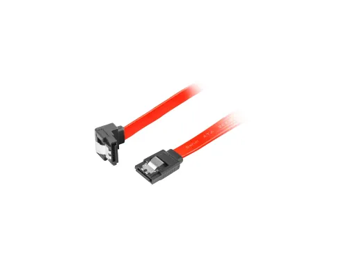 Кабел, Lanberg SATA DATA III (6GB/S) F/F cable 30cm metal clips angled, red